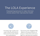 LOLA mujer activa usando producto, libertad de movimiento y protección