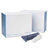 LOLA empaque frontal que muestra 32 tampones y claridad de ingredientes