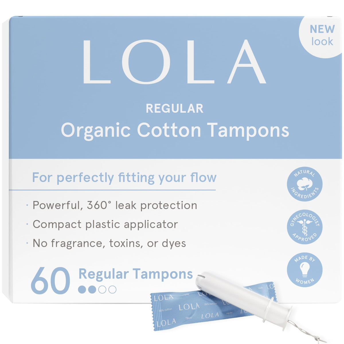 LOLA paquete frontal de 60 tampones ofreciendo protección natural