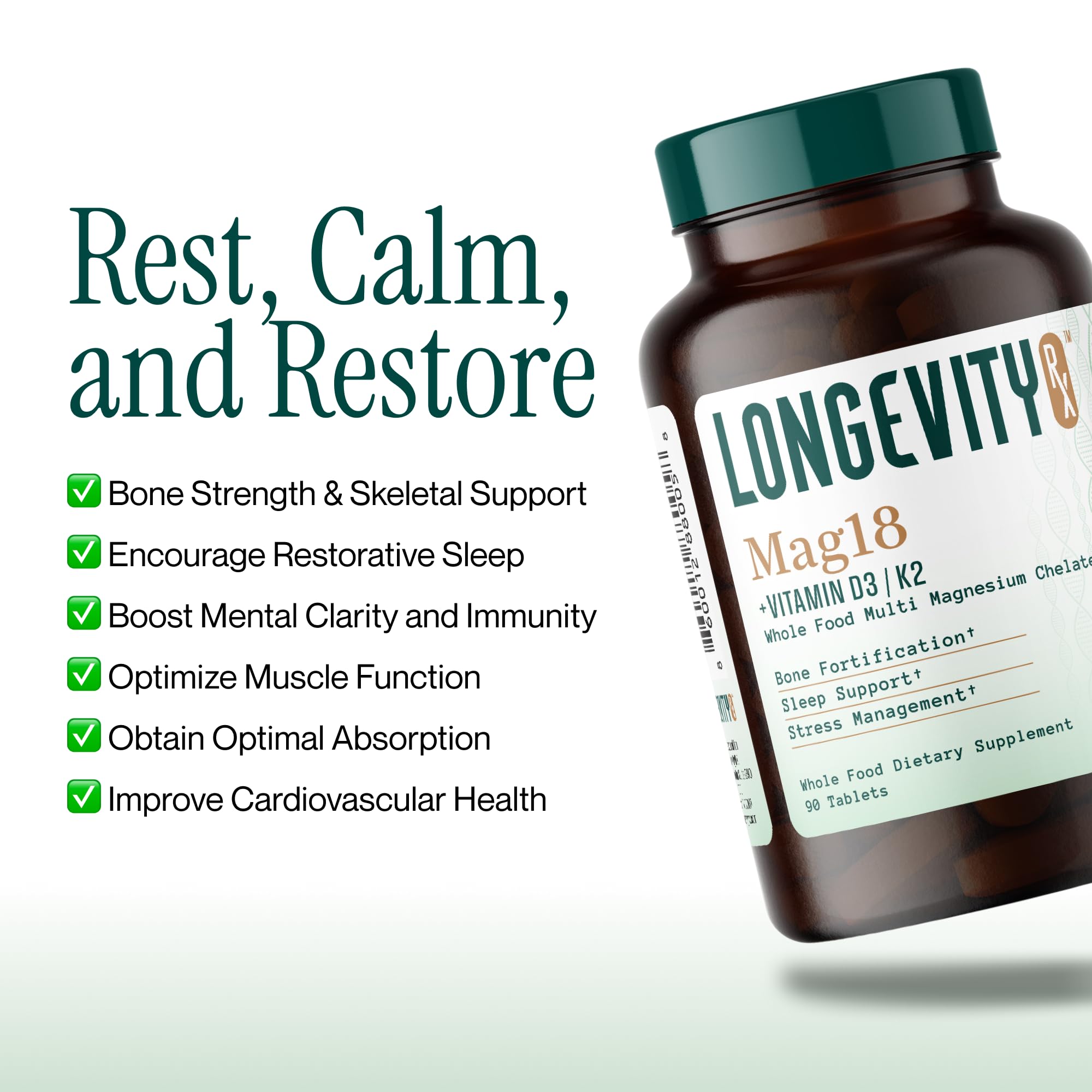 Longevity Rx MAG18 textura cercana del polvo para destacar pureza y absorción