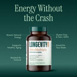 Longevity Rx MitoMultiply detalle lateral de la etiqueta mostrando ingredientes activos