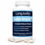 LongJuvity Labs frasco frontal mostrando 120 cápsulas y facilidad de uso