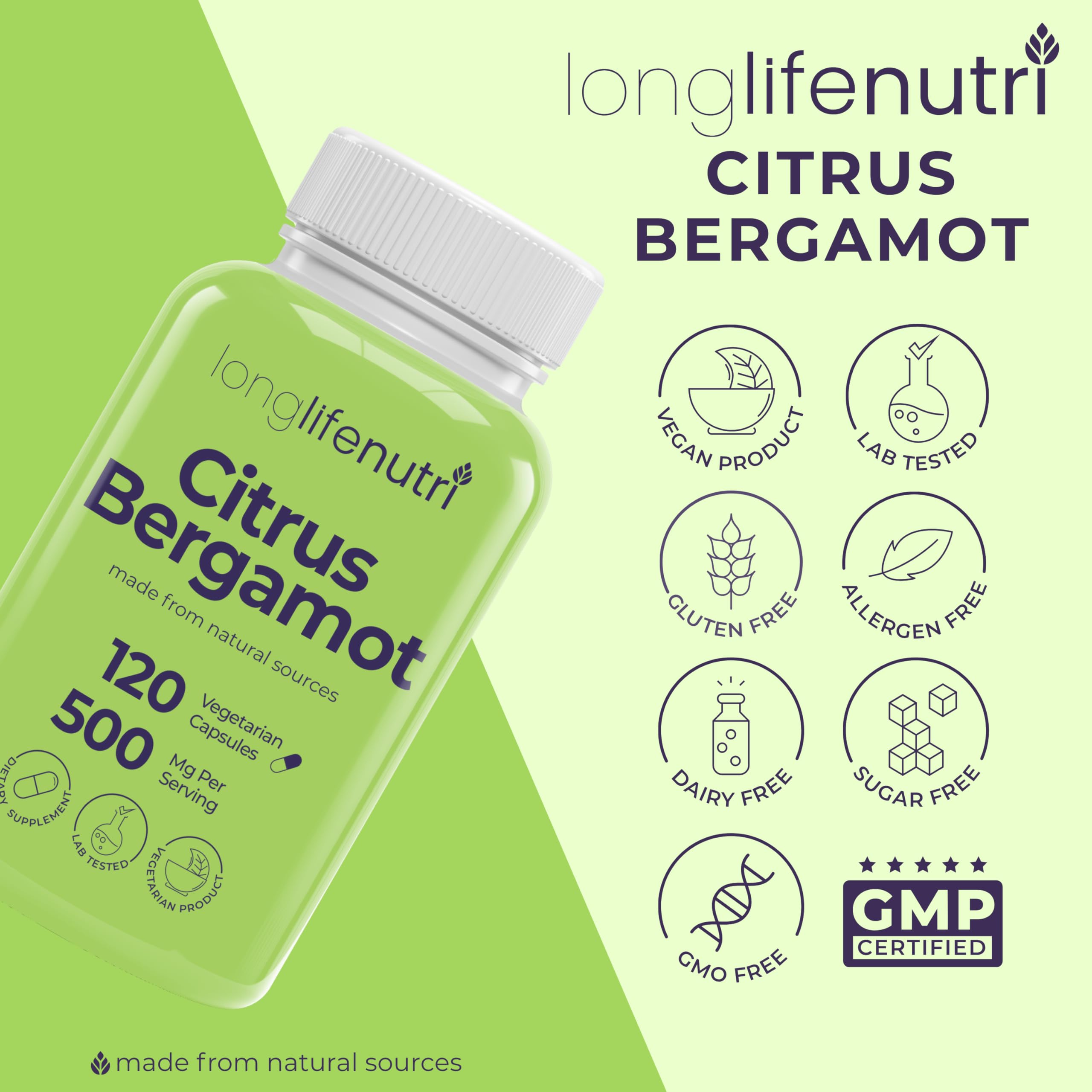 LongLifeNutri producto junto a frutas de bergamota evocando origen natural