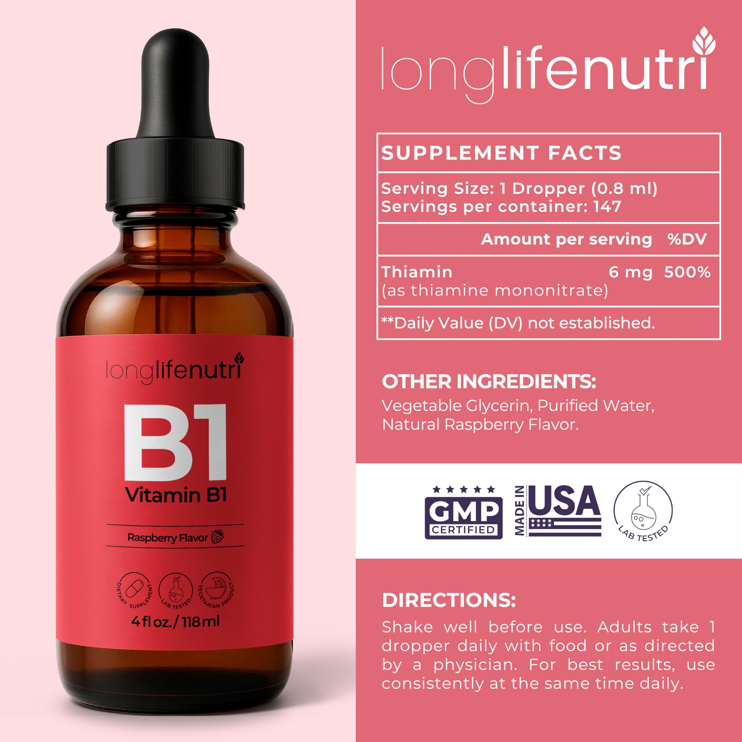 LongLifeNutri etiqueta con ingredientes y pureza verificada