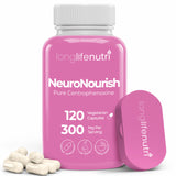 LongLifeNutri frasco NeuroNourish frente mostrando etiqueta y beneficio mental