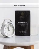LongLiv Sleep Trio etiqueta con lista de ingredientes y certificación cGMP