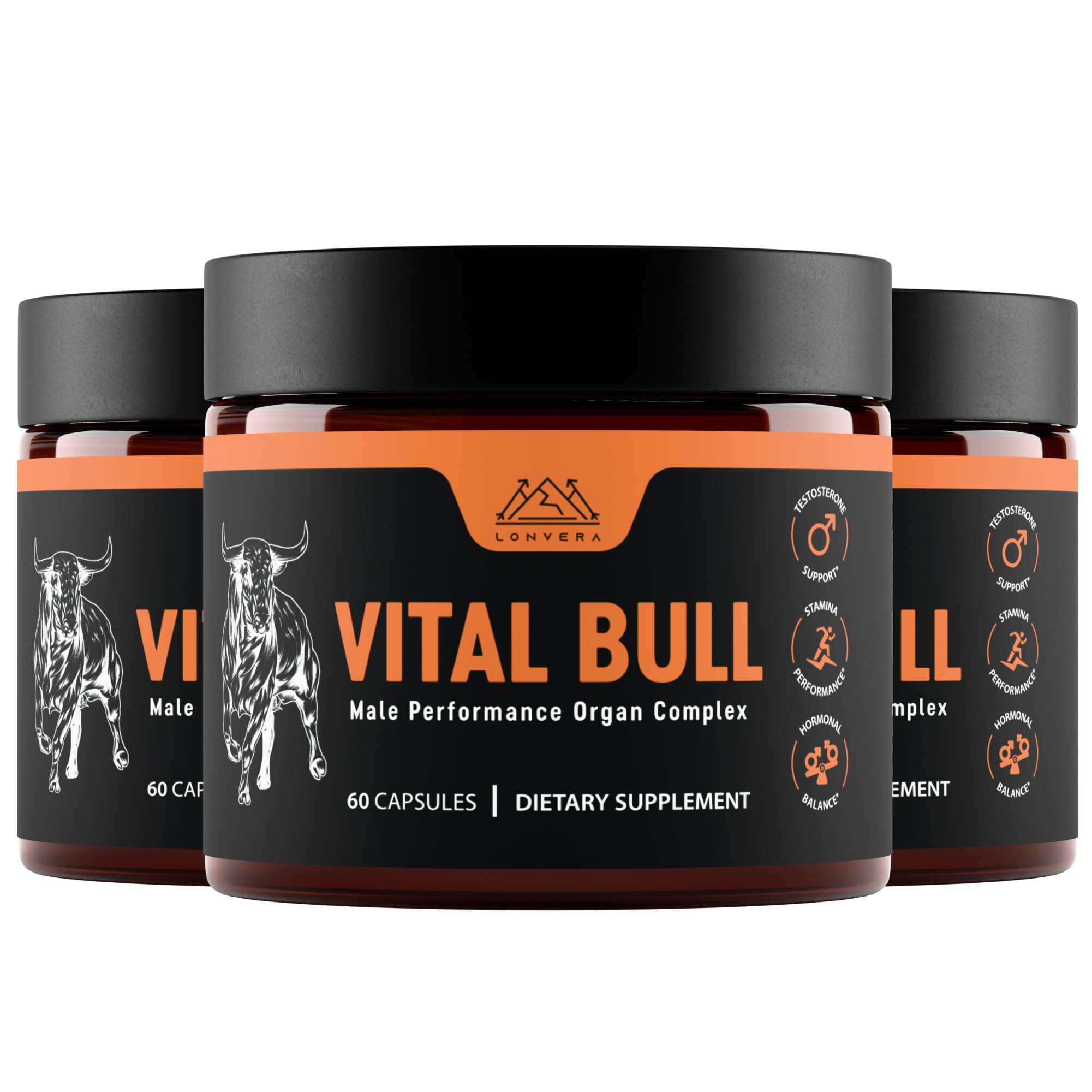 Lonvera Vital Bull frasco frontal mostrando presentación y beneficio práctico