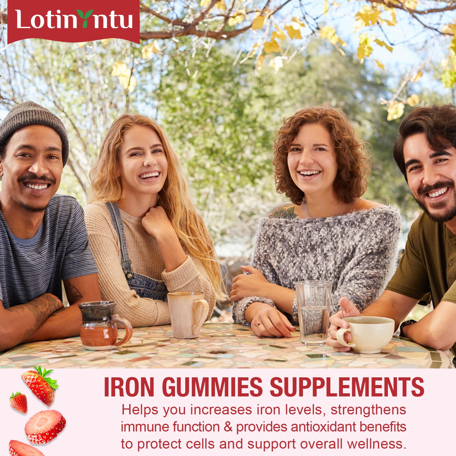 Gominolas LotinYntu dispuestas en mesa, muestran color y tamaño del producto