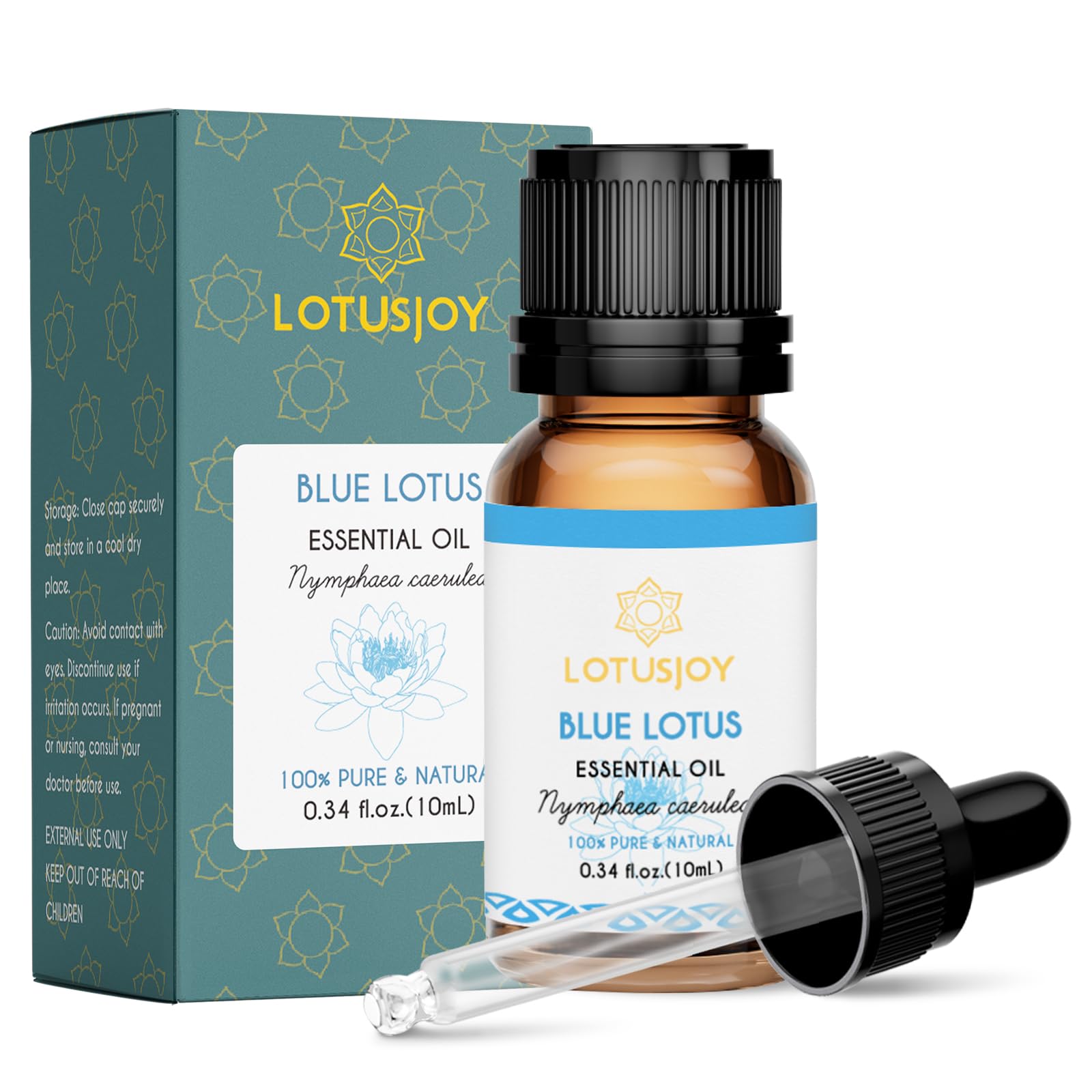 LOTUSJOY frasco ámbar loto azul protegiendo el aroma