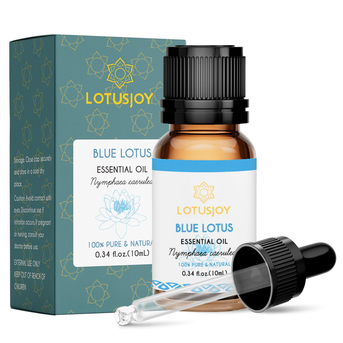 LOTUSJOY frasco ámbar loto azul protegiendo el aroma