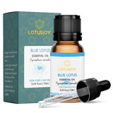LOTUSJOY frasco ámbar loto azul protegiendo el aroma