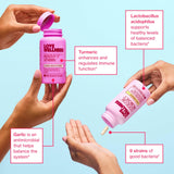 Love Wellness botellas abiertas con 30 dosis, beneficio de uso diario consistente