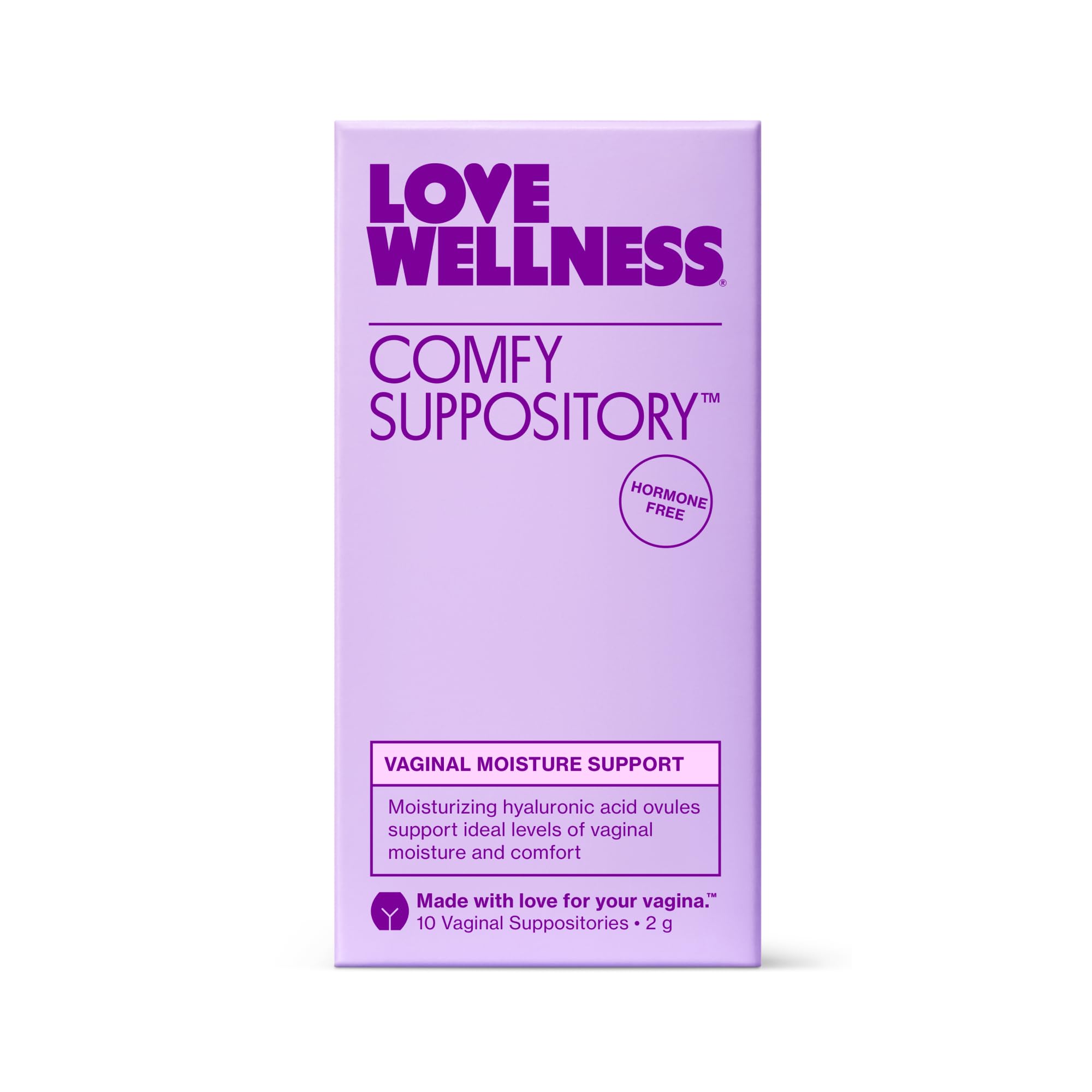 Love Wellness supositorio frontal mostrando diseño y beneficio de confort