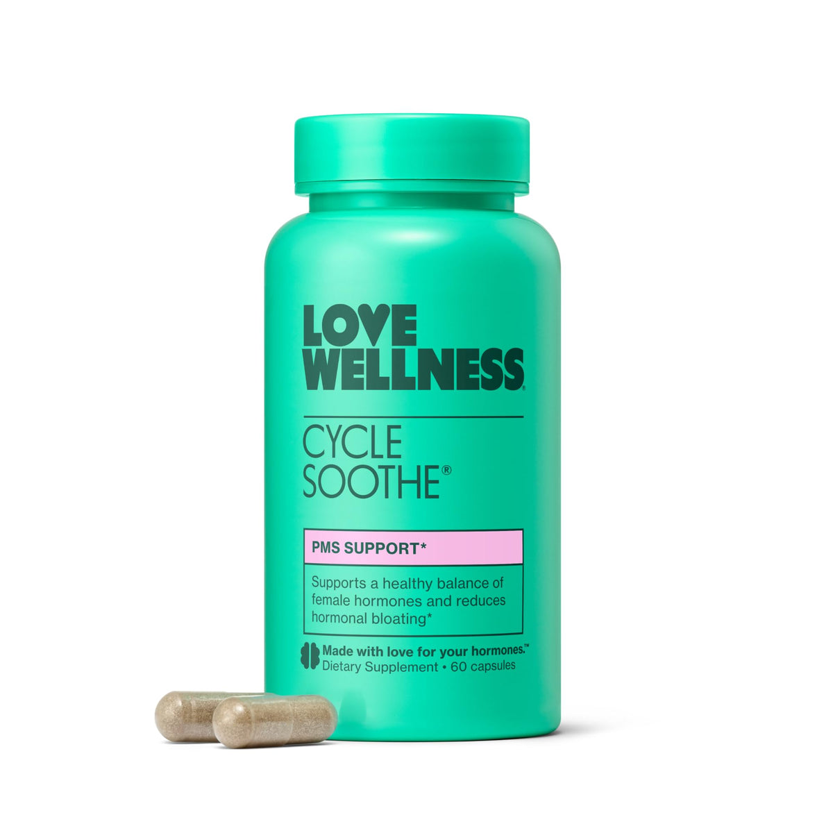 Love Wellness envase frontal mostrando 60 cápsulas y beneficios