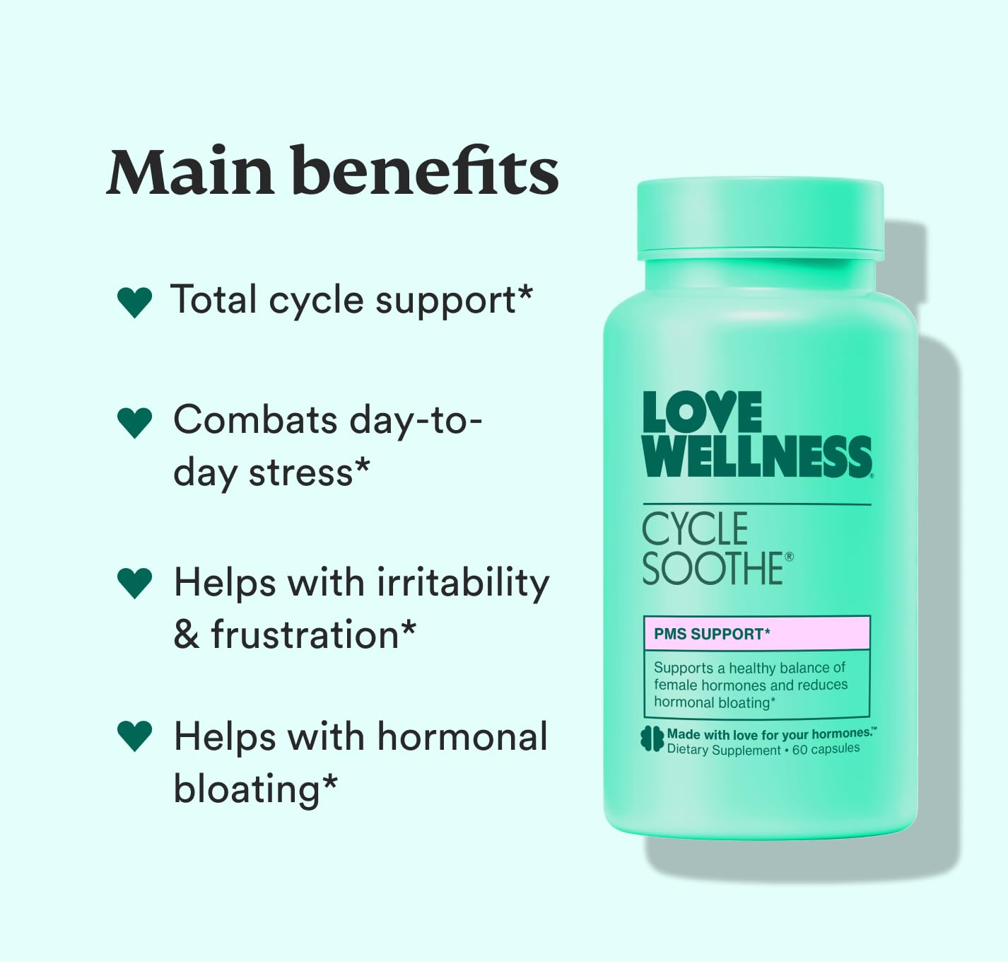 Love Wellness frasco abierto mostrando cápsulas listas para usar