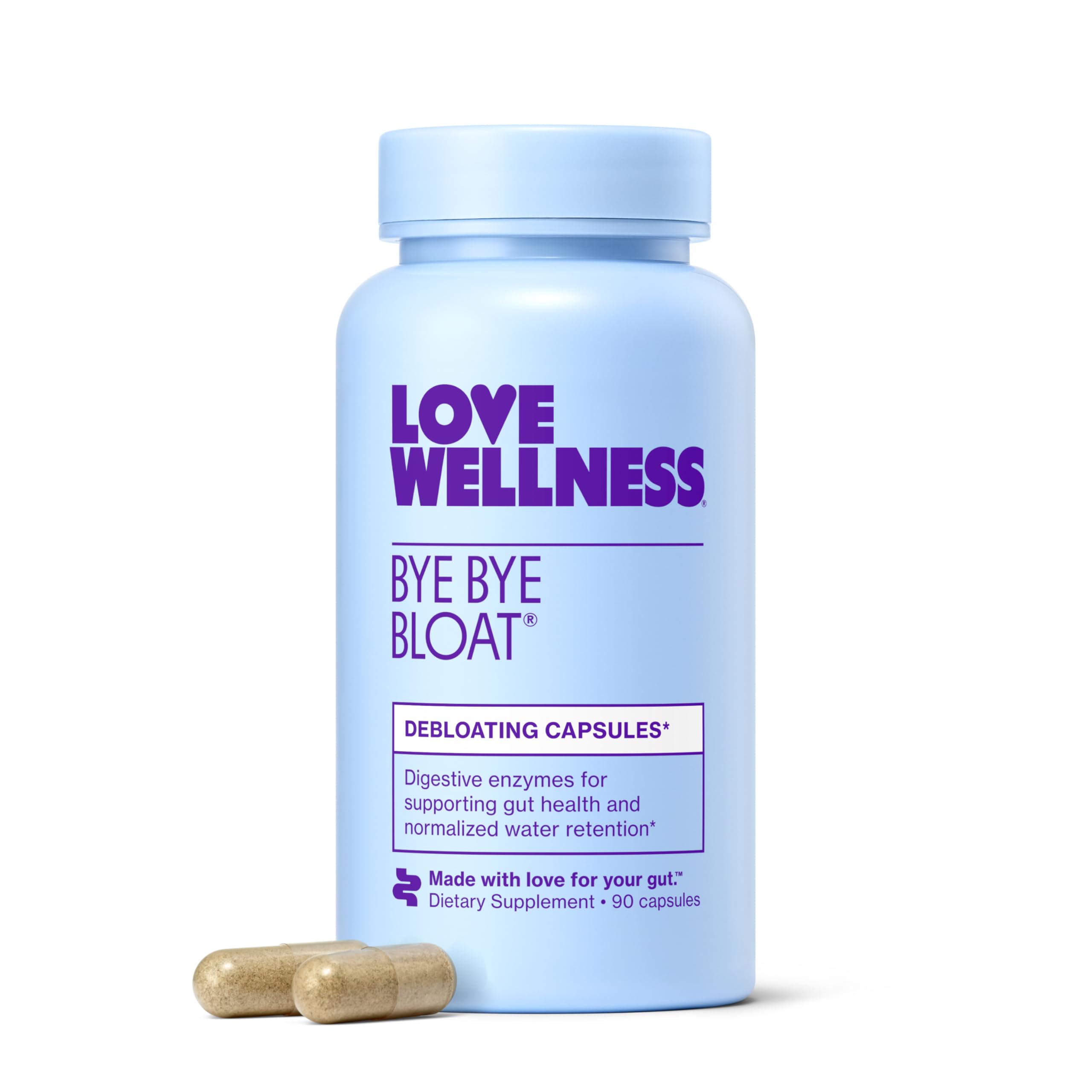 Love Wellness vista frontal del envase mostrando duración de 45 días y beneficio digestivo