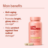 Love Wellness Good to Glow en rutina matinal junto a bebida y toalla, aporta conveniencia