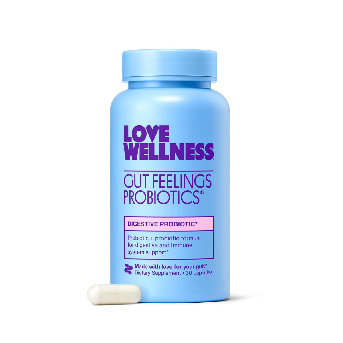Love Wellness envase frontal mostrando 30 cápsulas y beneficios