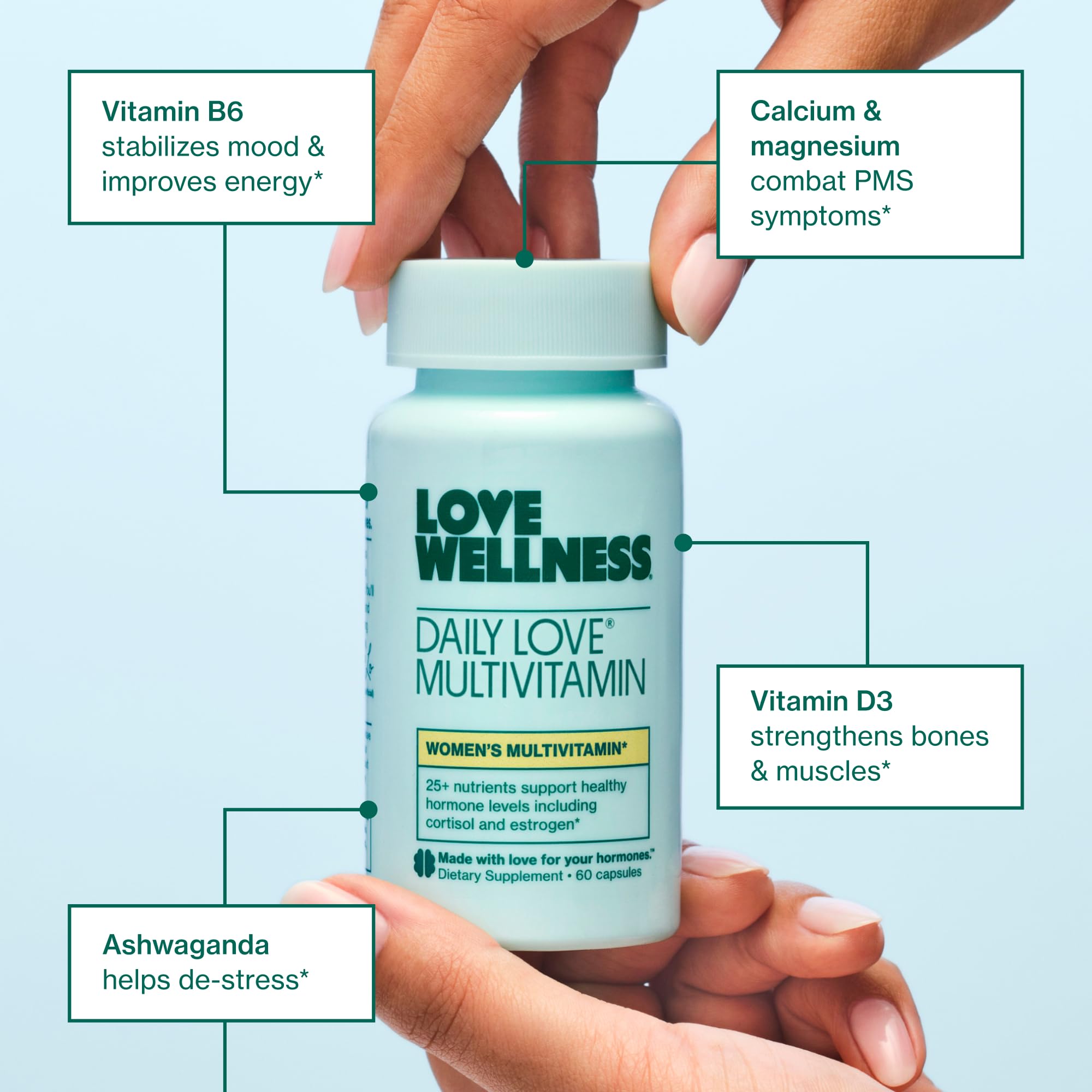 Love Wellness ingredientes naturales montados: hongos y plantas funcionales