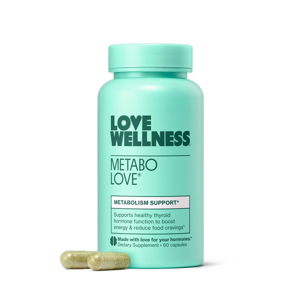 Love Wellness Metabolove vista frontal con etiqueta clara y beneficio metabólico