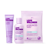 Love Wellness paquete externo del bundle muestra todos los productos y beneficios