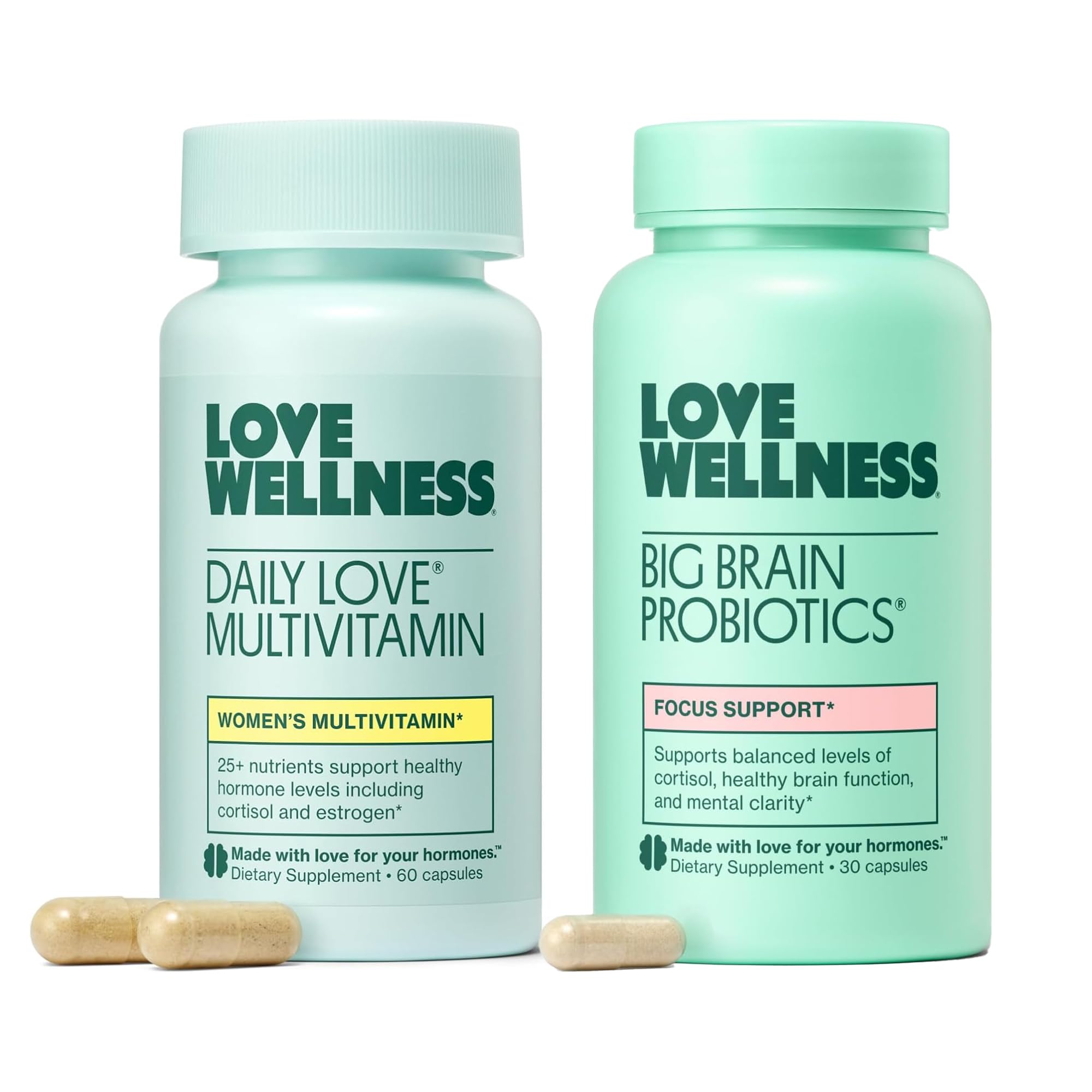Love Wellness envase frontal del dúo mostrando diseño y beneficios rápidos