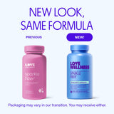 Love Wellness cápsulas en mano para medir la dosis y facilidad de uso