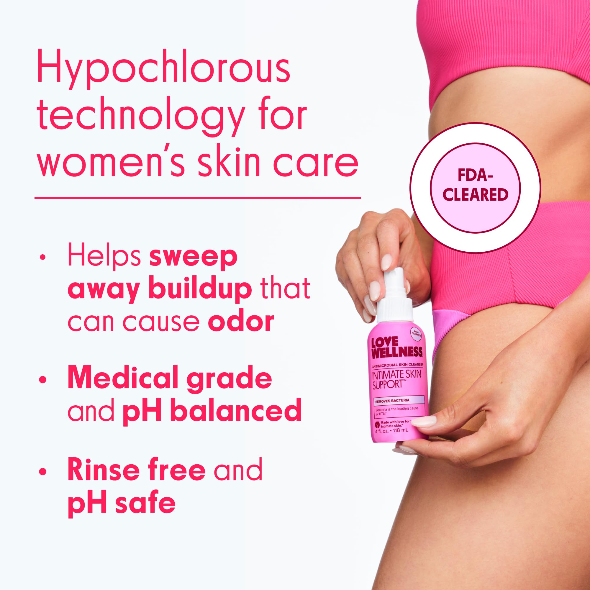 Love Wellness rociado en piel, textura ligera y efecto calmante