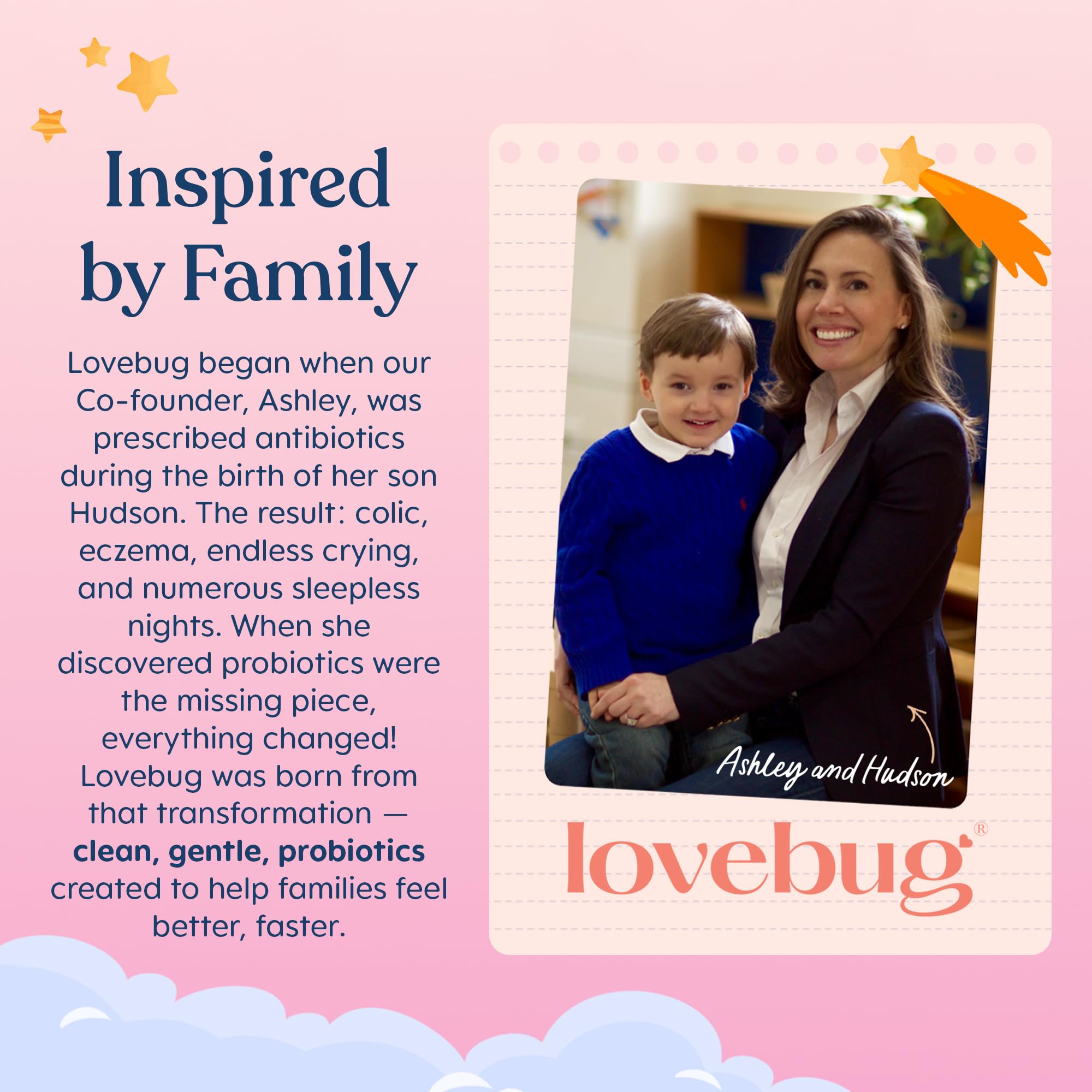 LOVEBUG etiqueta con lista de ingredientes, transparencia y formulación limpia