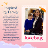 LOVEBUG etiqueta nutricional legible, transparencia de ingredientes