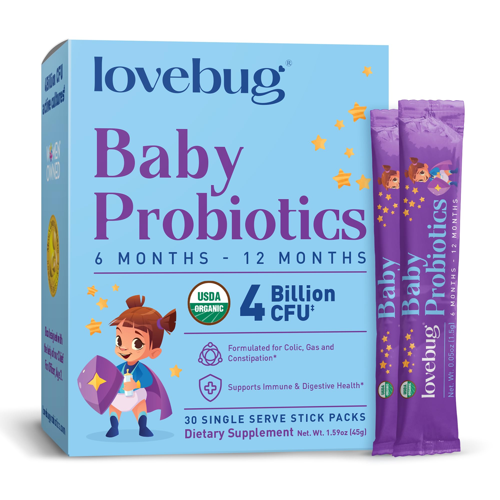 LOVEBUG frente del empaque mostrando diseño y cantidad de sobres, confianza para padres