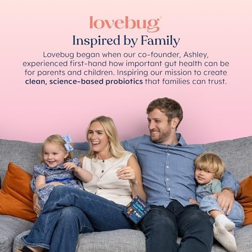 LOVEBUG padres ofreciendo sobre mezclado a niño, apoyo digestivo confiable
