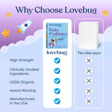 LOVEBUG sobres en mano para demostrar tamaño y facilidad de transporte para viajes