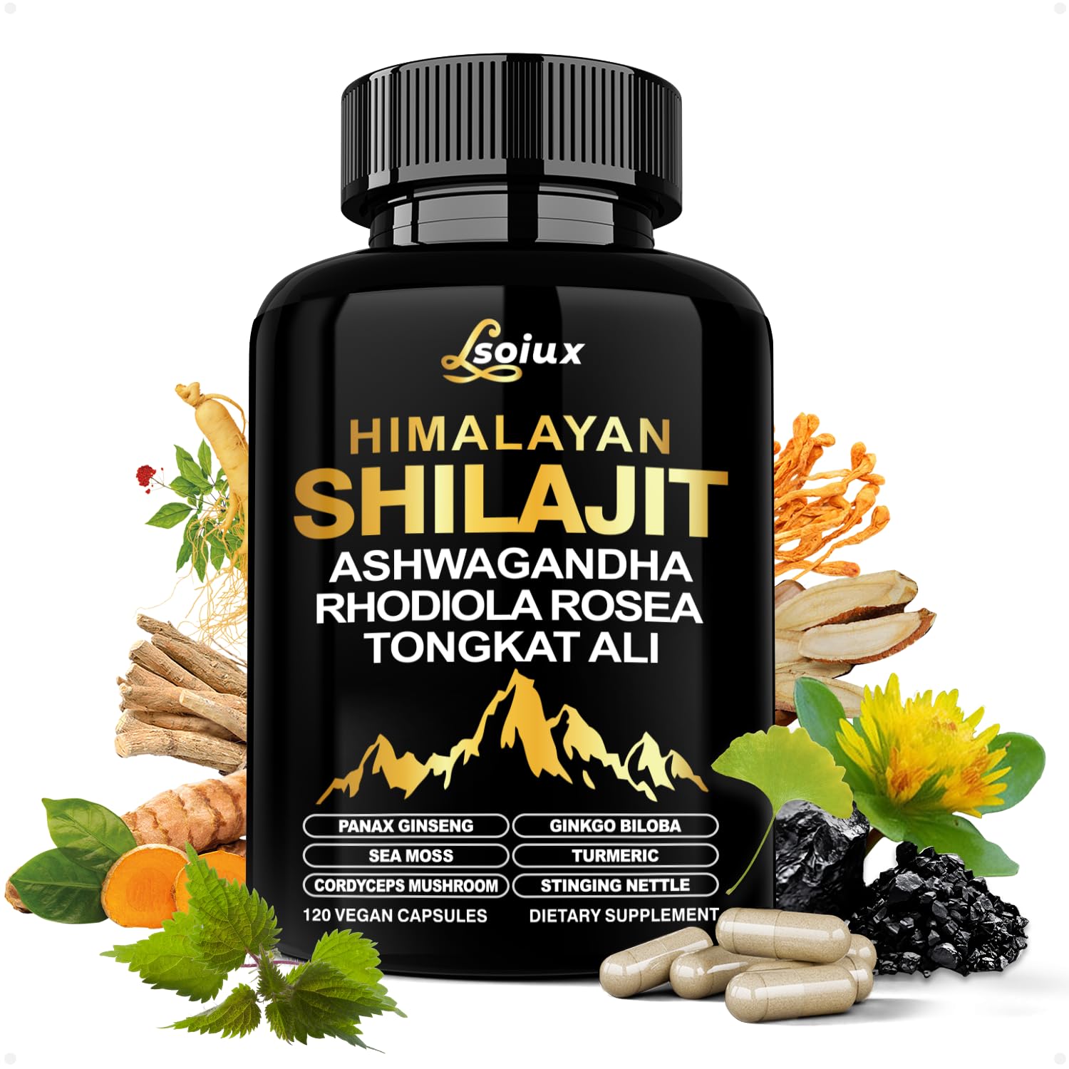 LSOIUX botella frontal de Shilajit 120 cápsulas muestra presentación premium