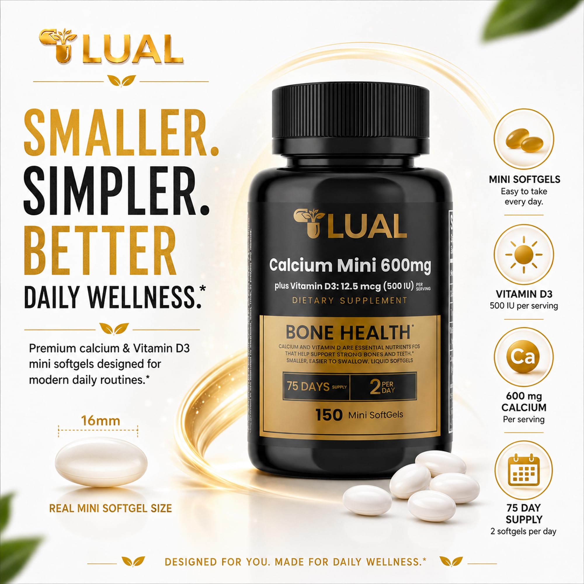 LUAL cápsulas mini primer plano textura suave para tragar mejor