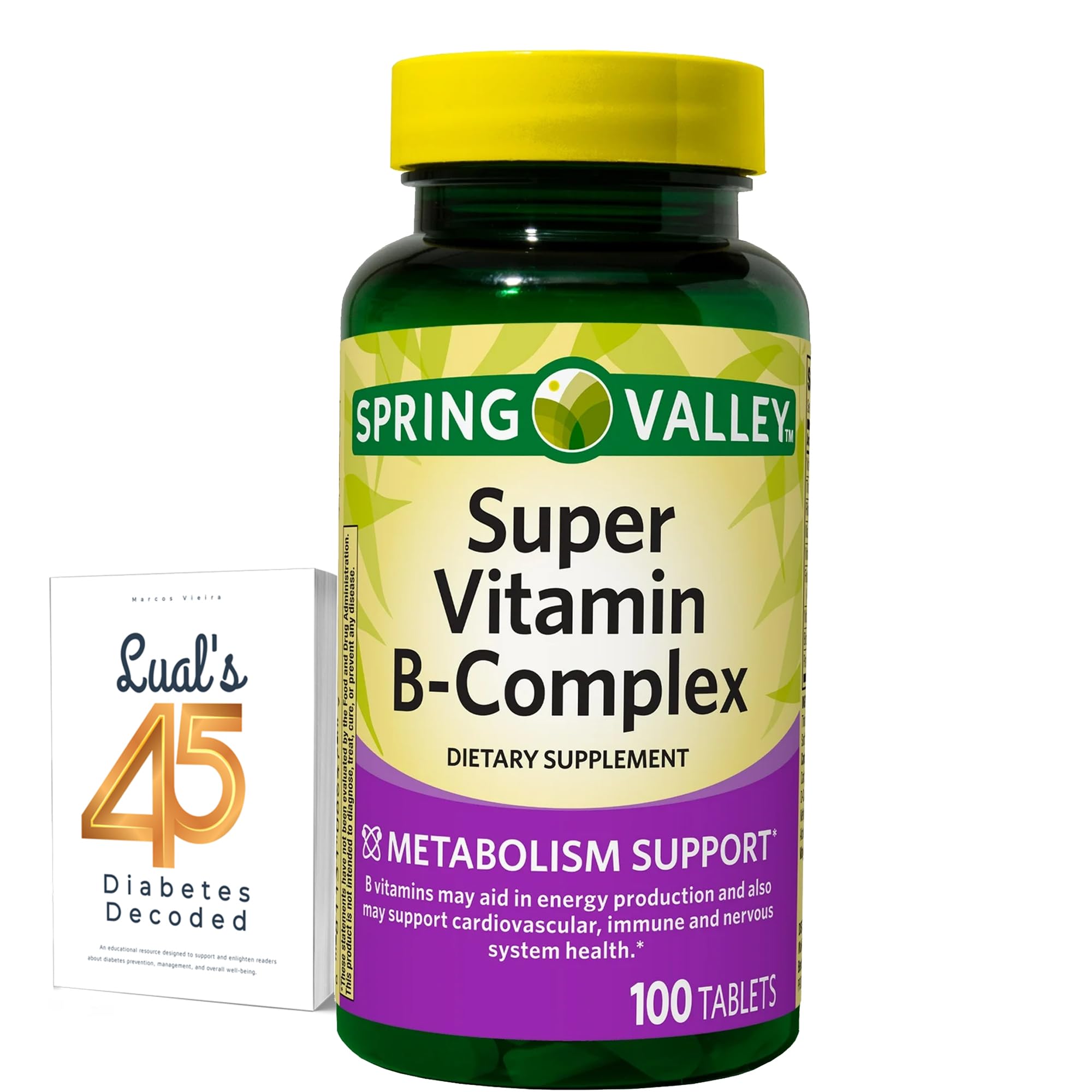 LUAL Spring Valley frasco frontal mostrando 100 tabletas y claridad de etiqueta