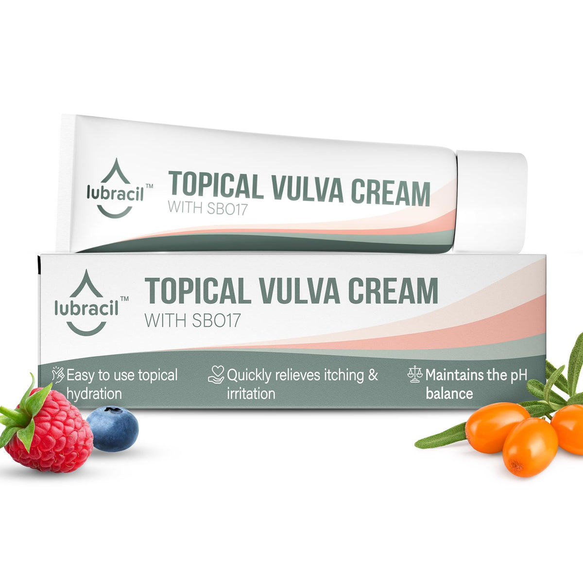 Lubracil frente del envase crema para vulva mostrando diseño y cantidad