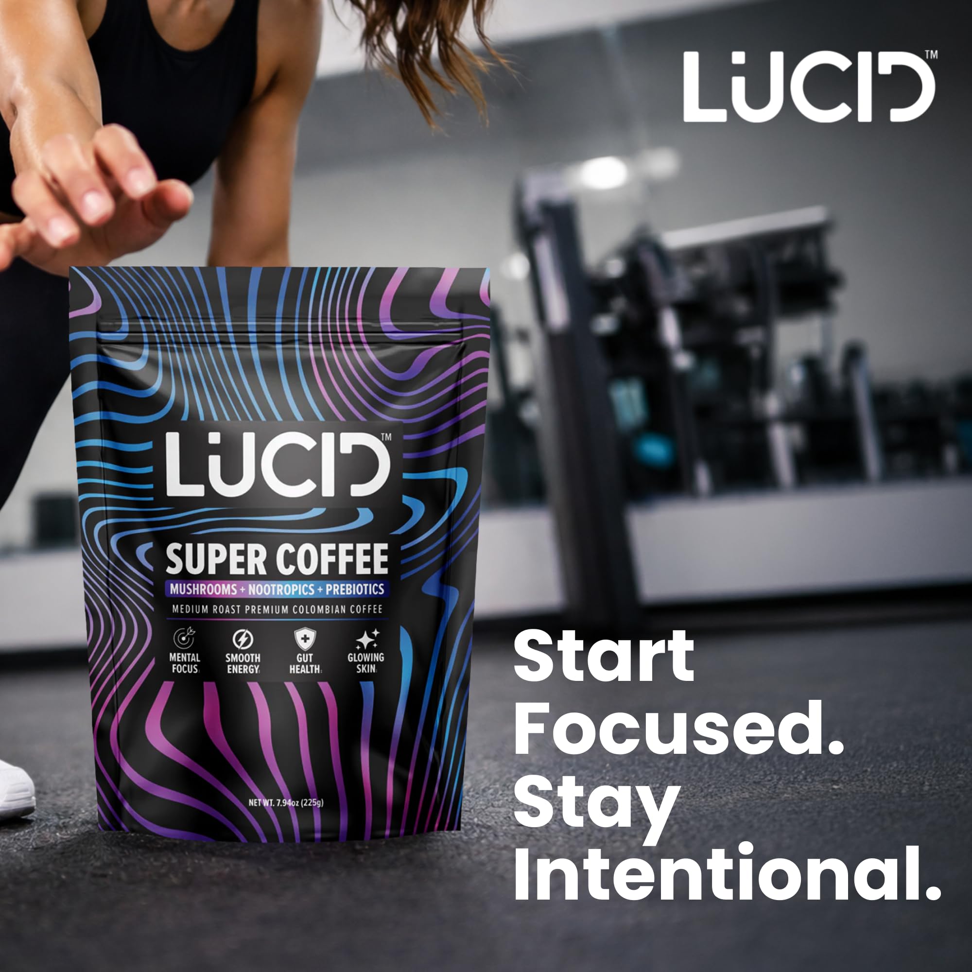 Lucid cápsulas e ingredientes nootrópicos en primer plano informativo