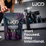 Lucid cápsulas e ingredientes nootrópicos en primer plano informativo