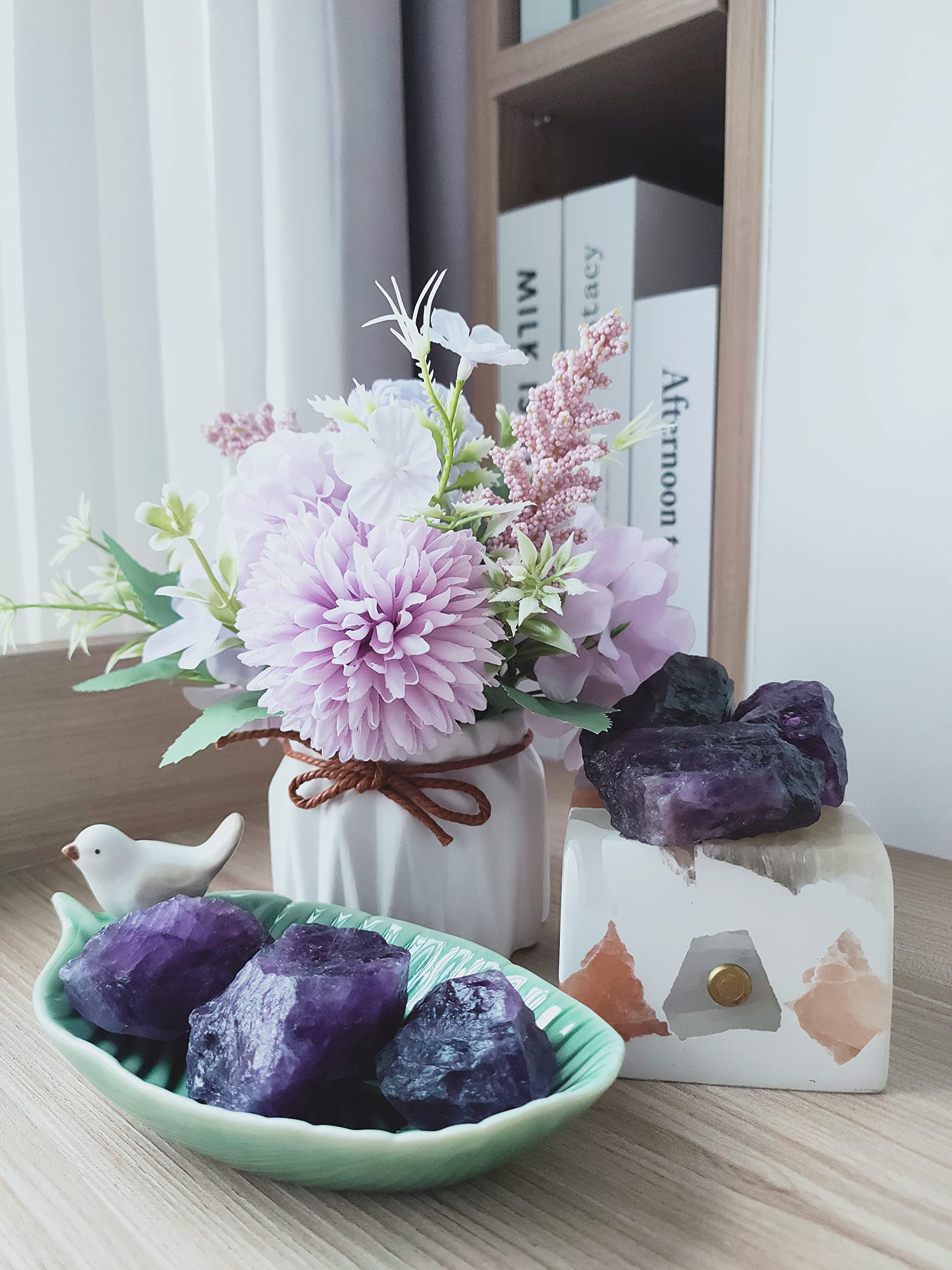 Luckeeper altares y decoración con amatistas crudas para ambientación