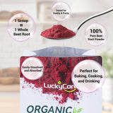 Luckycare batido rosado preparado con polvo, aporte vegetal fácil antes del ejercicio
