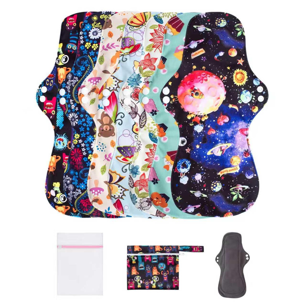 LUCKYPADS frente del paquete mostrando 7 toallas y accesorios protección completa
