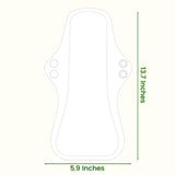 LUCKYPADS comparación de longitud con regla mostrando 5.9x13.7 pulgadas cobertura