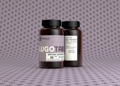 LugoTab frasco frontal mostrando 90 tabletas y envase claro de calidad