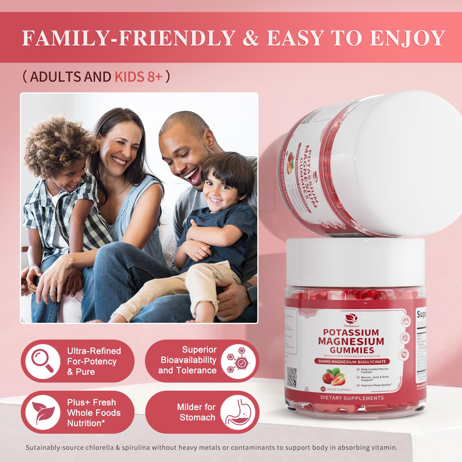 Lukaree comparación de tamaño de gomita junto a moneda, beneficio referencia visual