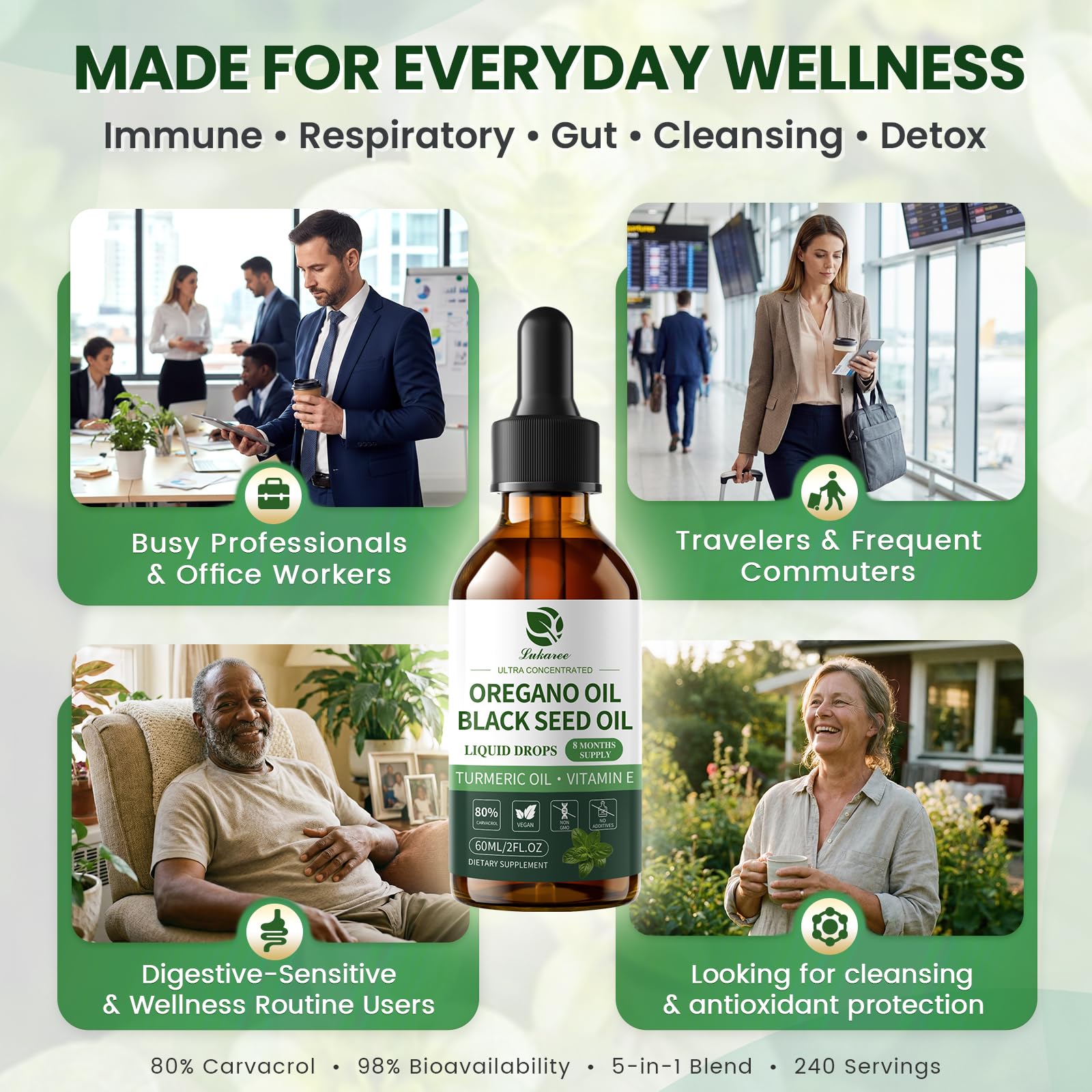 Lukaree ingredientes naturales dispuestos, comunicación de origen botánico