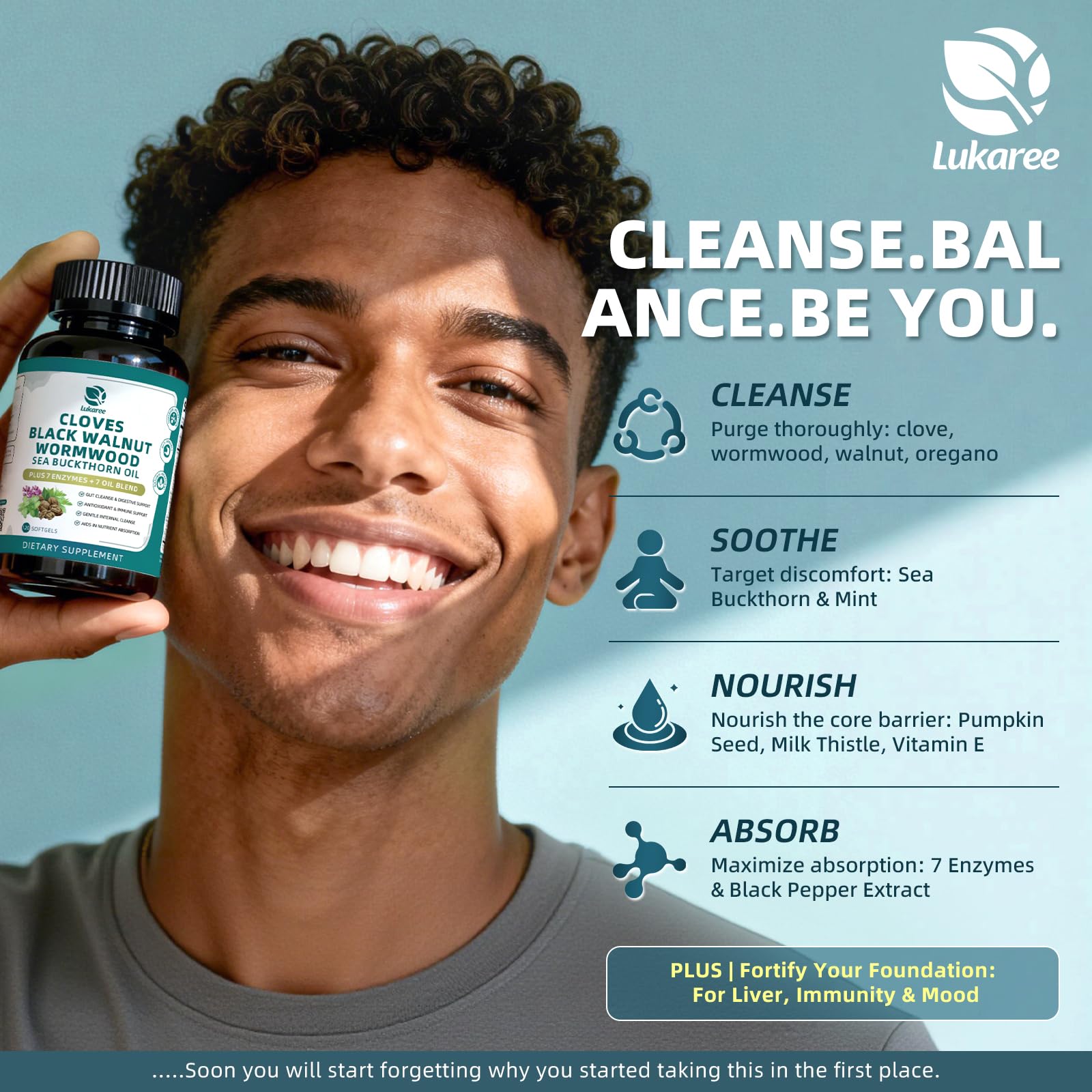 Lukaree cápsulas con brillo aceitoso indicando absorción mejorada