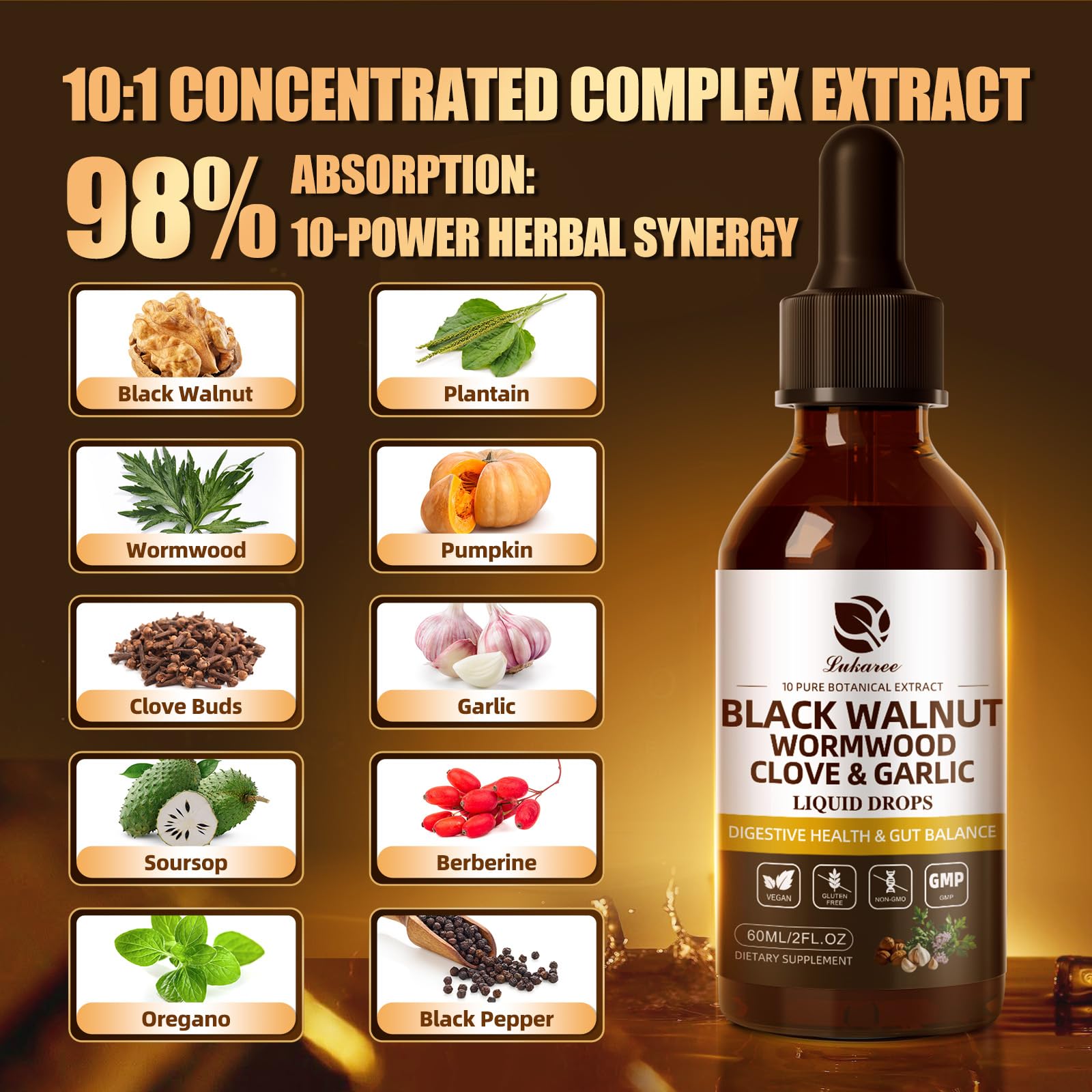 Lukaree gotas en pipeta resaltando textura y mezcla liposomal beneficiosa