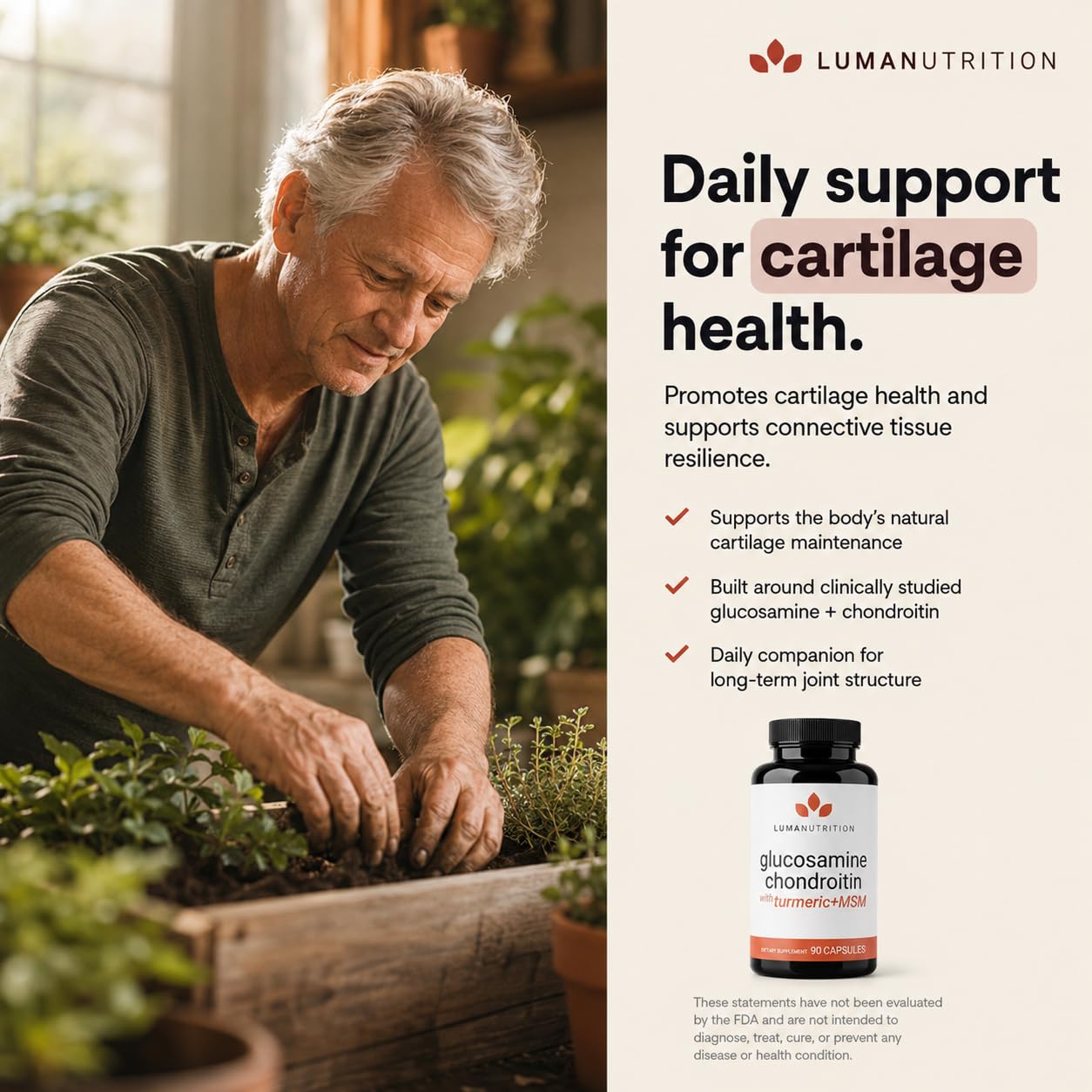 Luma Nutrition cápsula en mano para comparar tamaño y dosificación
