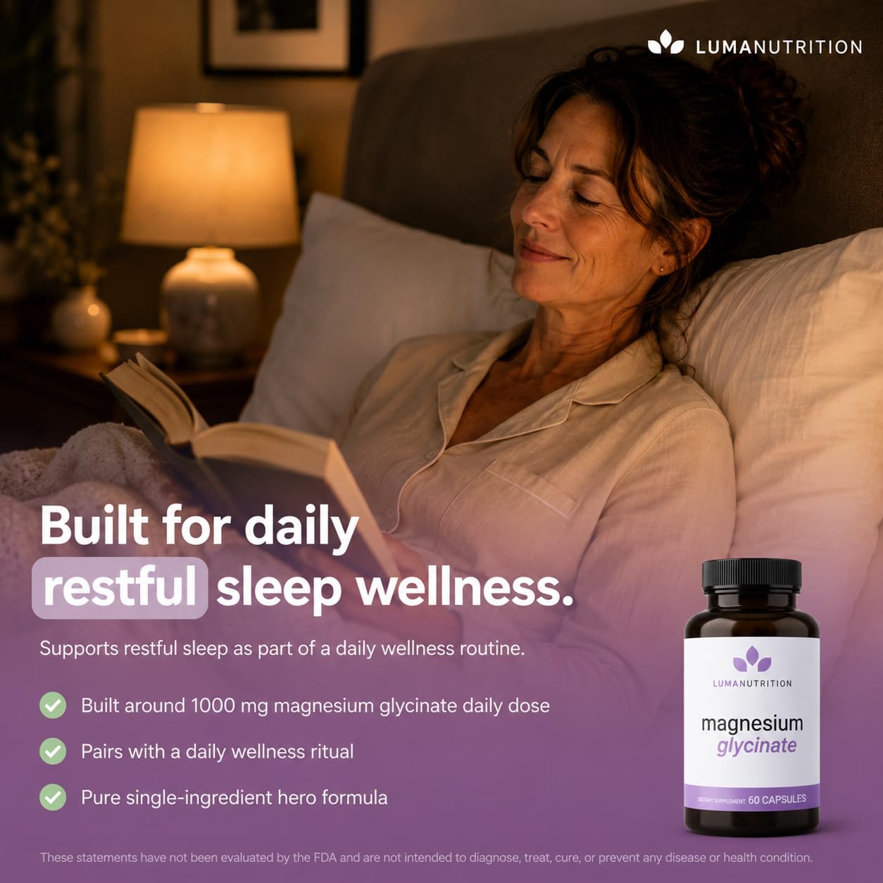 Luma Nutrition cápsula en mano para visualizar tamaño y facilidad de ingestión